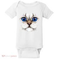 Blue Eyed Realistic Cat Face Baby Bodysuit thumb 0