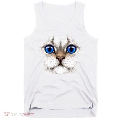 Blue Eyed Realistic Cat Face Tank Top