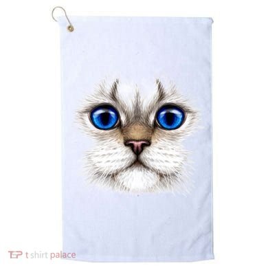 Blue Eyed Realistic Cat Face Golf Towel