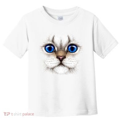 Blue Eyed Realistic Cat Face Toddler T-Shirt