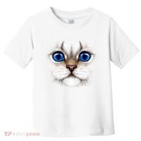 Blue Eyed Realistic Cat Face Toddler T-Shirt thumb 0