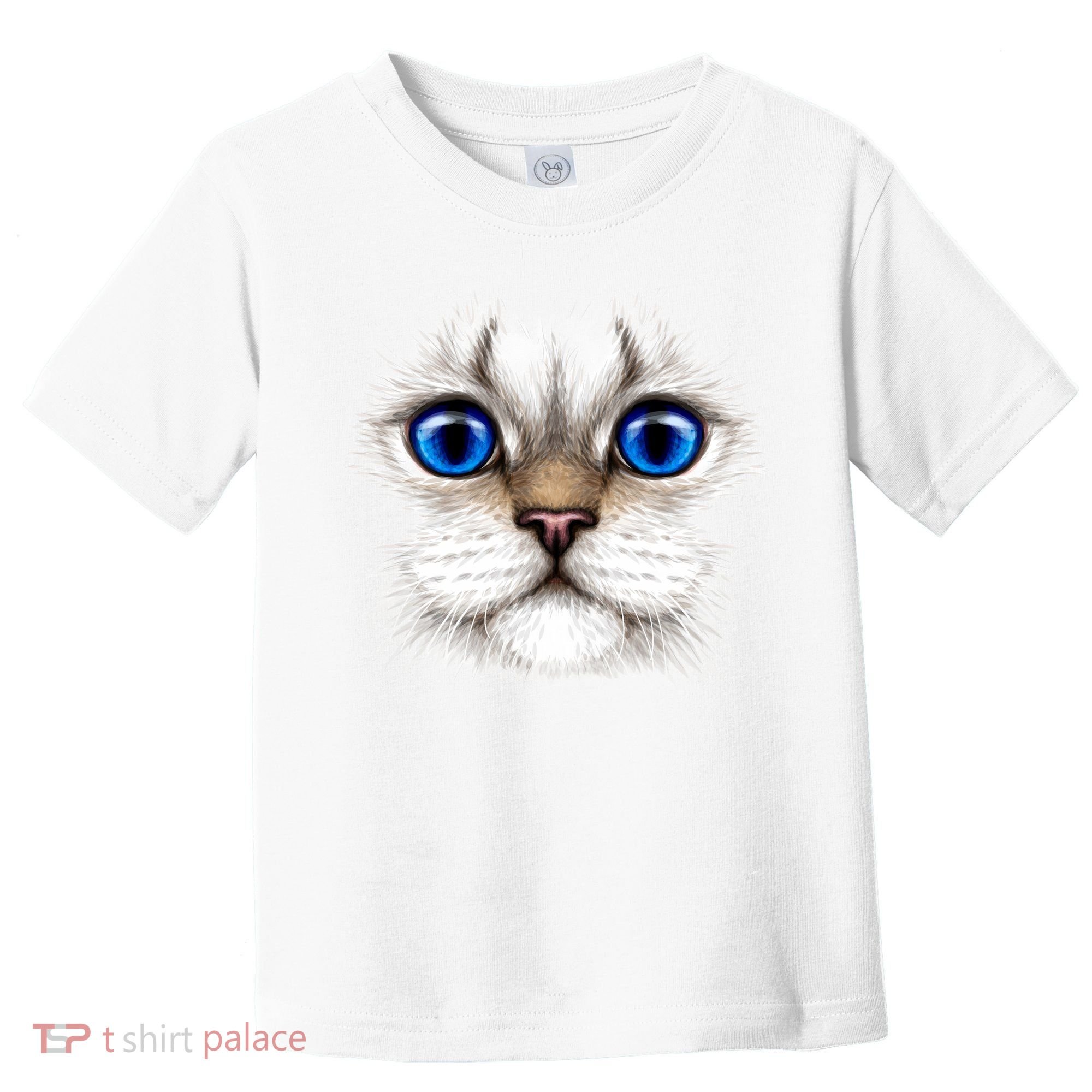 Blue Eyed Realistic Cat Face Toddler T-Shirt