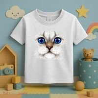 Blue Eyed Realistic Cat Face Toddler T-Shirt thumb 3