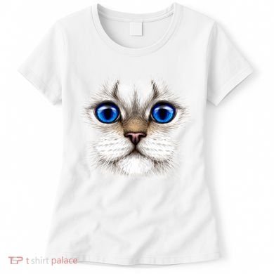 Blue Eyed Realistic Cat Face Women's T-Shirt
