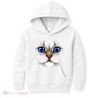 Blue Eyed Realistic Cat Face Kids Hoodie thumb 0