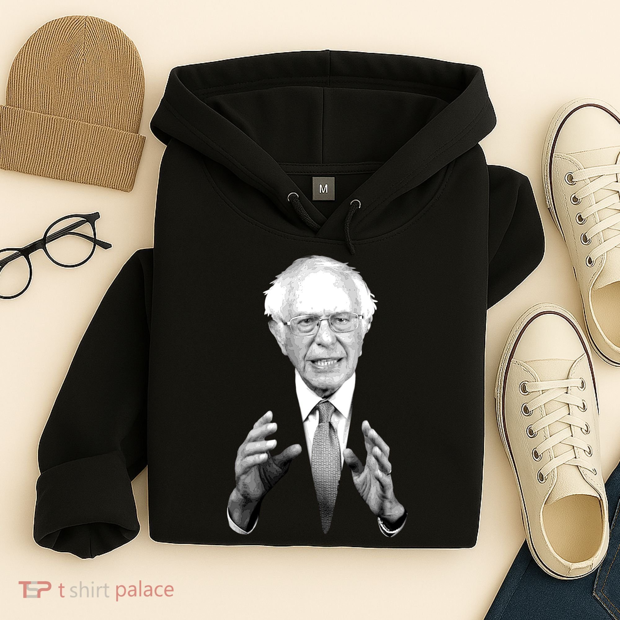 Bernie Sanders Hands Black and White Portrait Hoodie