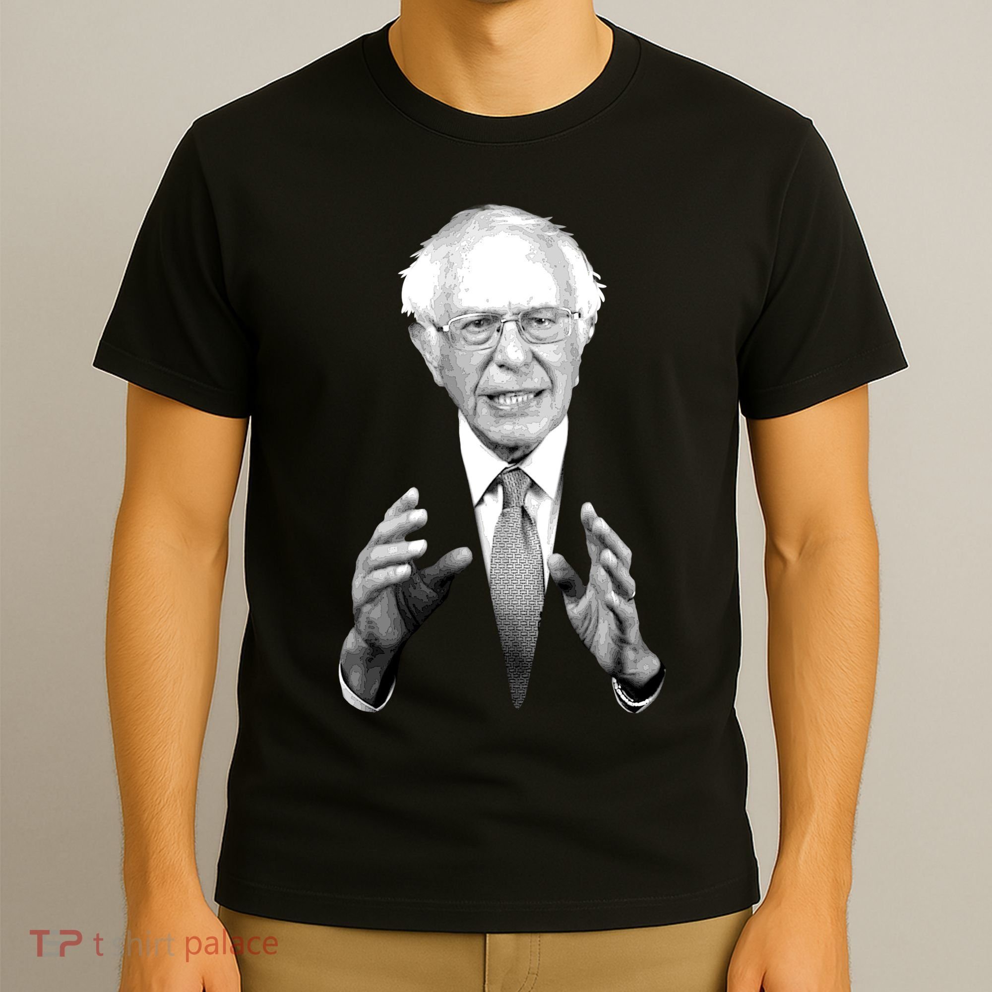 Bernie Sanders Hands Black and White Portrait T-Shirt