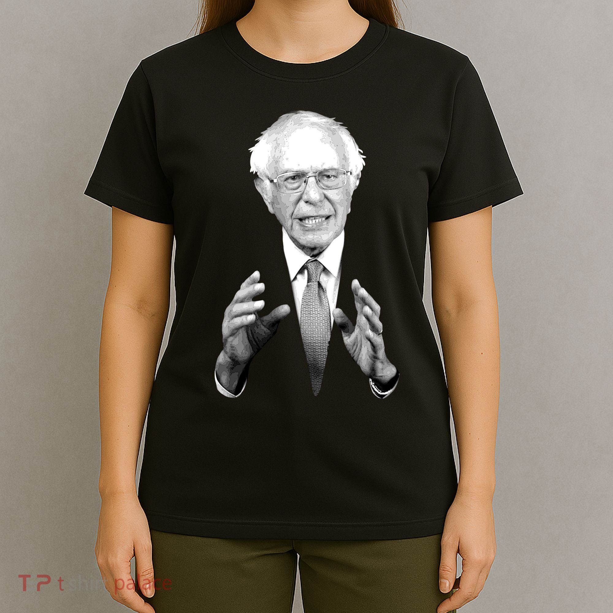 Bernie Sanders Hands Black and White Portrait T-Shirt