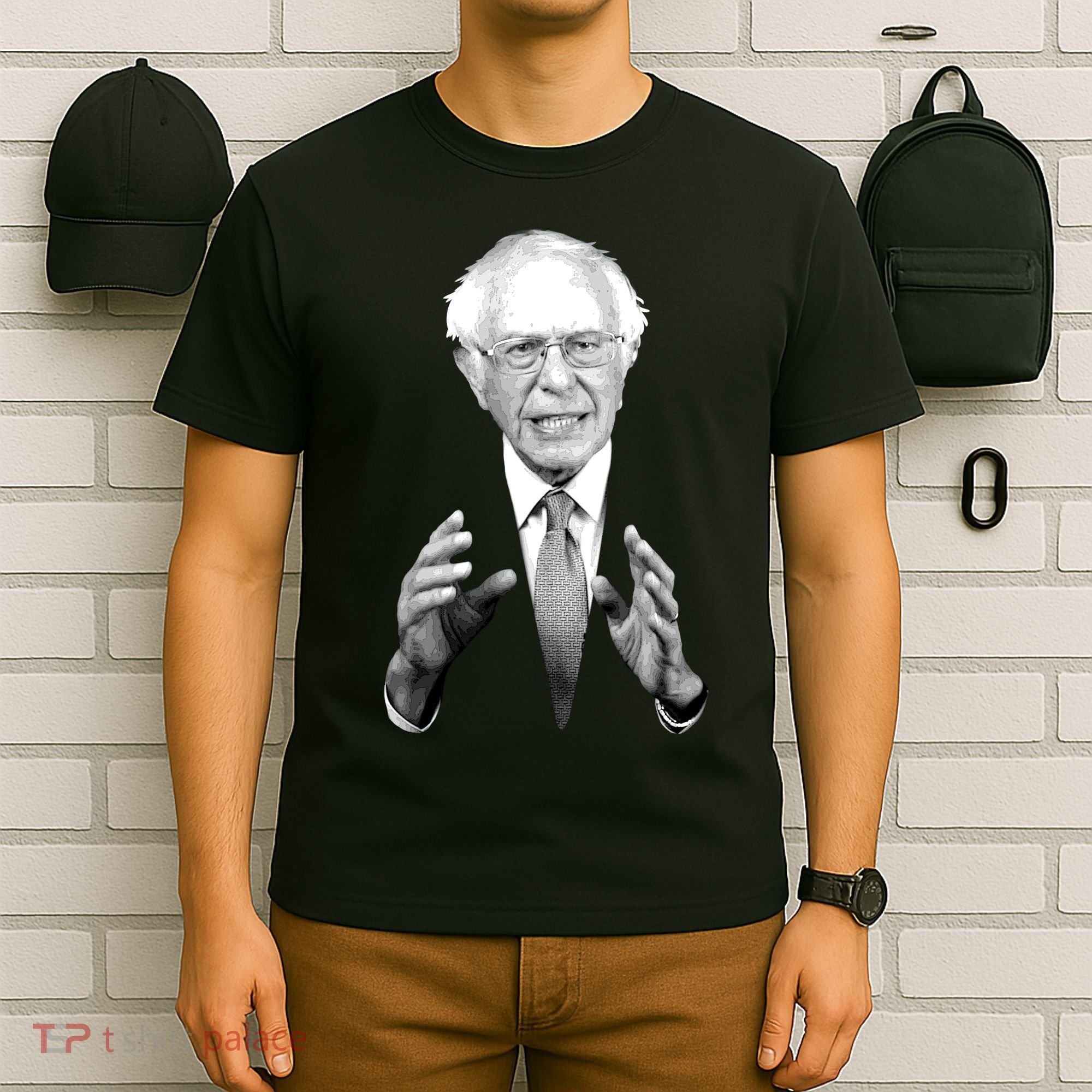 Bernie Sanders Hands Black and White Portrait T-Shirt