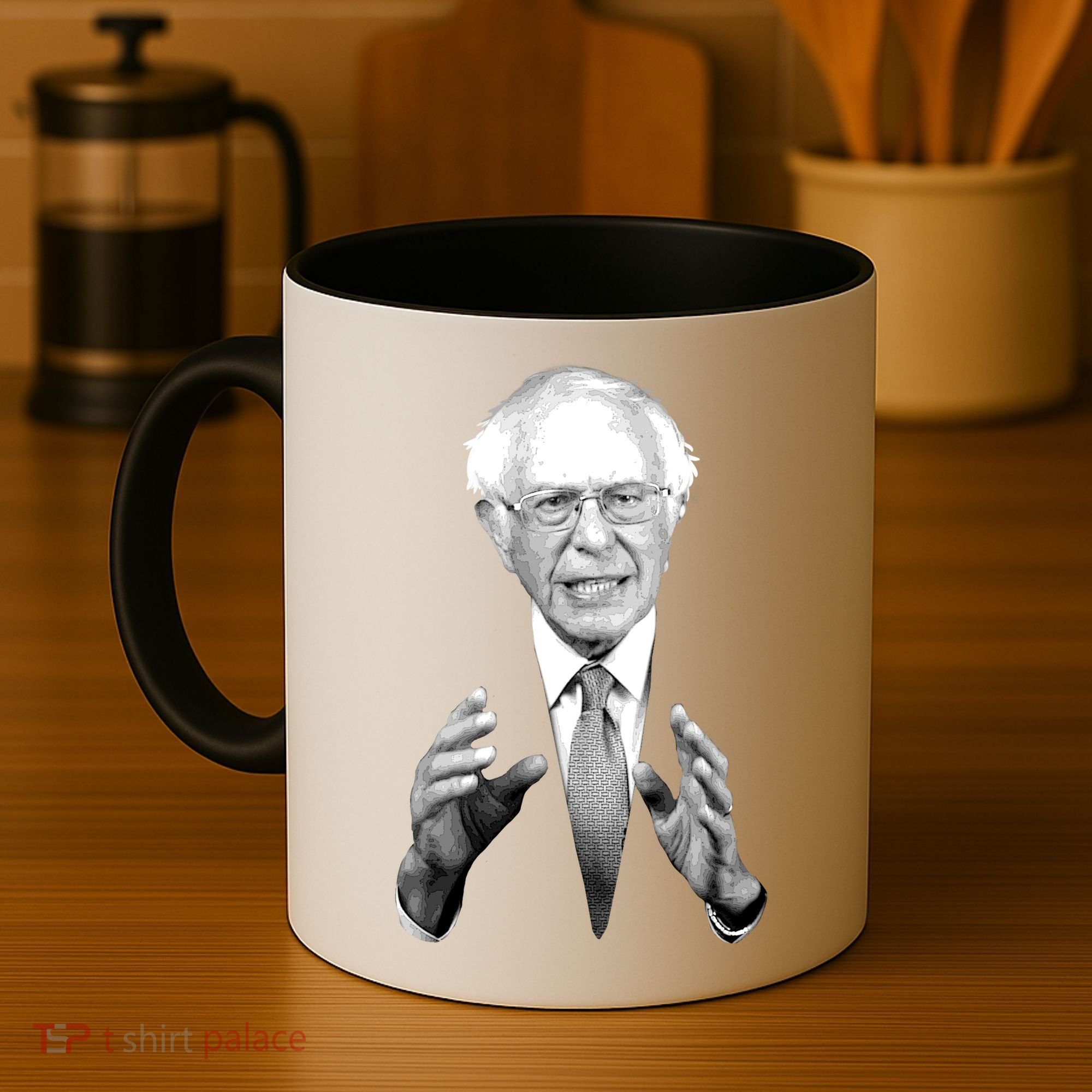 Bernie Sanders Hands Black and White Portrait Coffee Mug