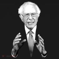 Bernie Sanders Hands Black and White Portrait Ornament thumb 1