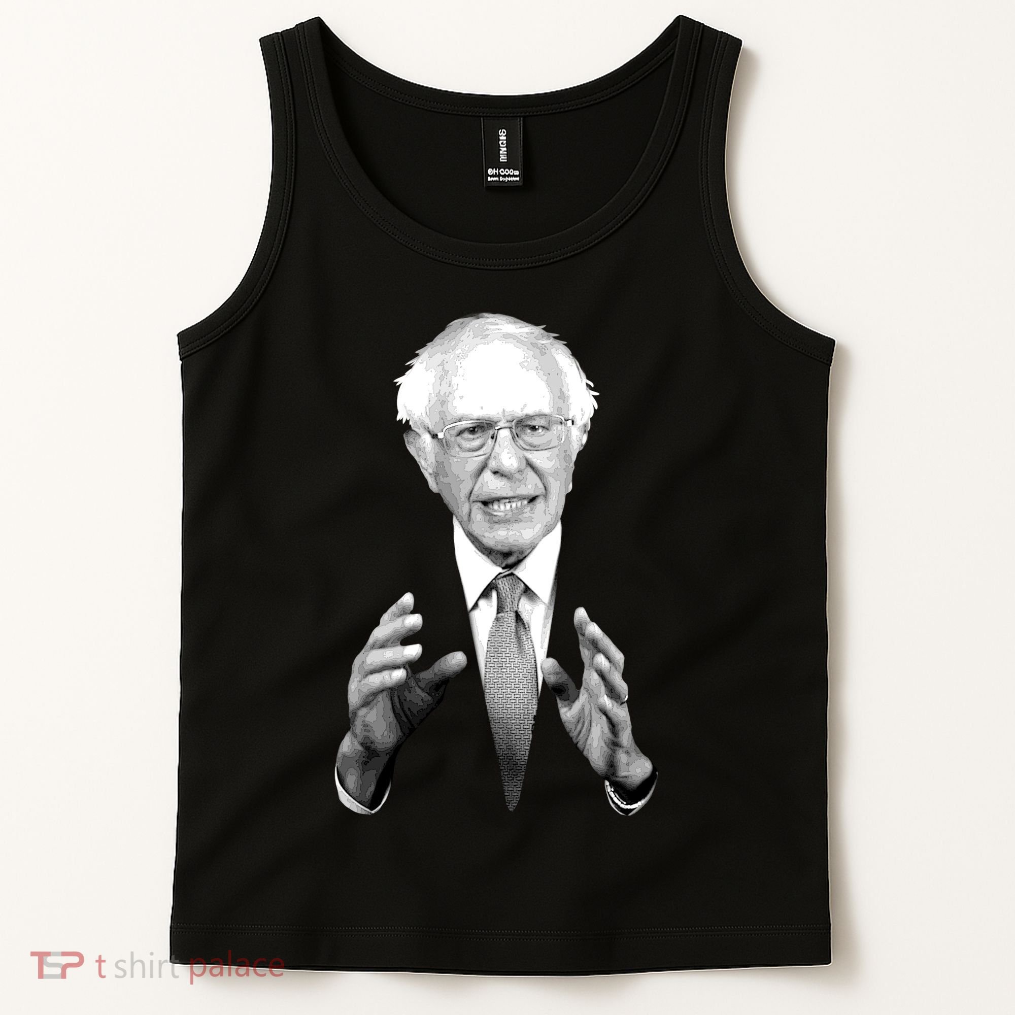 Bernie Sanders Hands Black and White Portrait Tank Top