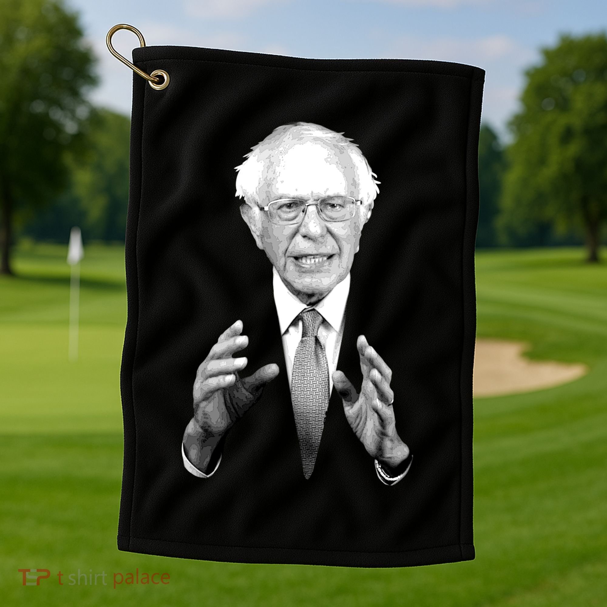 Bernie Sanders Hands Black and White Portrait Golf Towel