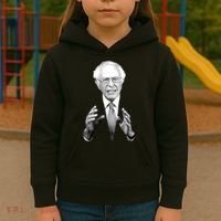 Bernie Sanders Hands Black and White Portrait Kids Hoodie thumb 3