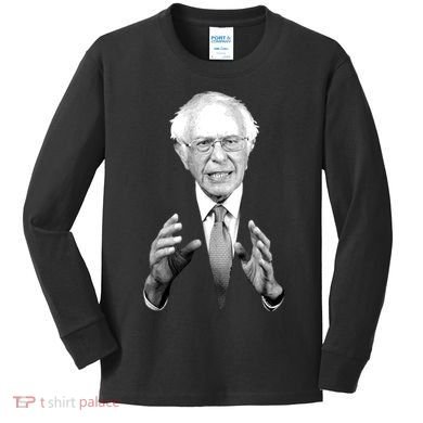 Bernie Sanders Hands Black and White Portrait Kids Long Sleeve Shirt