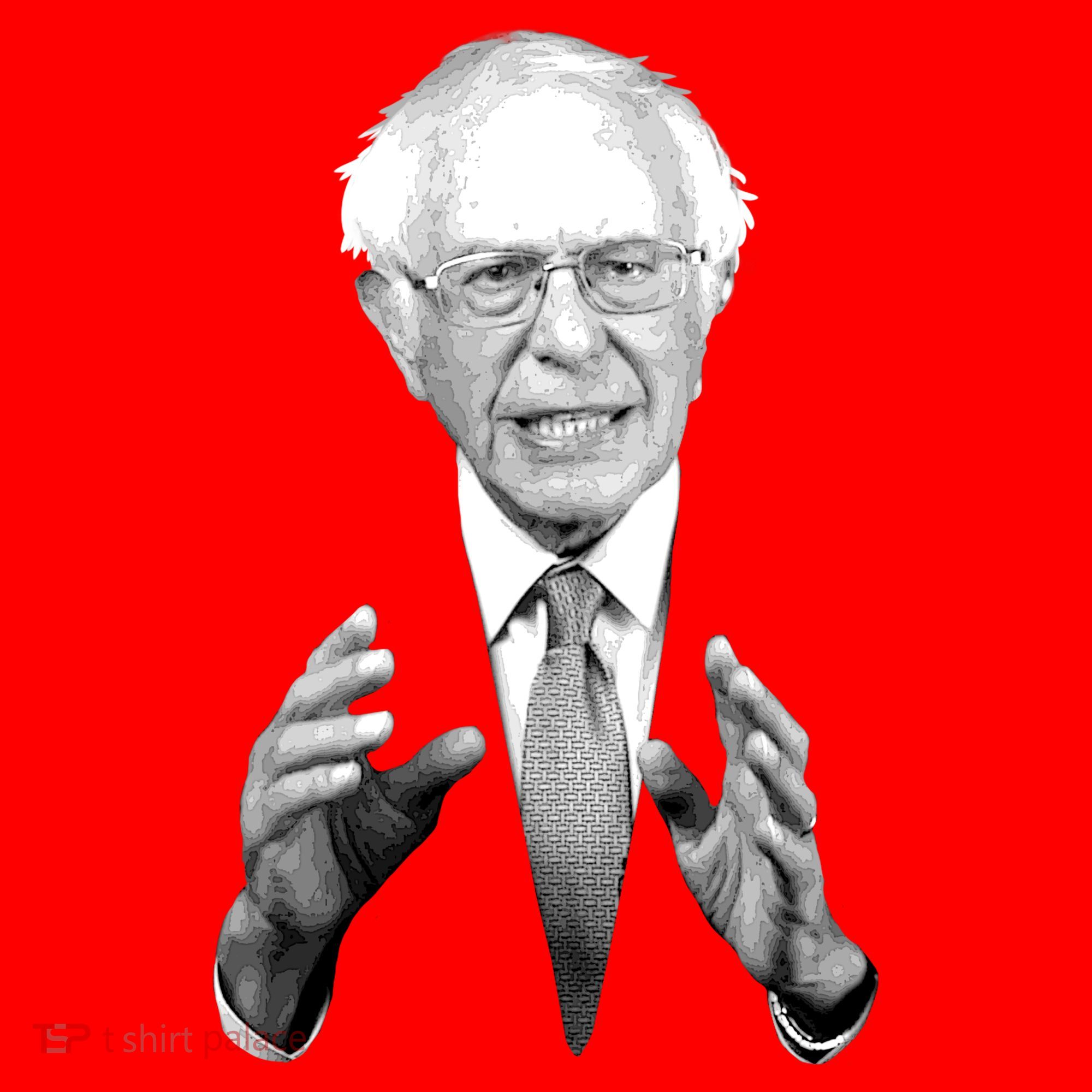 Bernie Sanders Hands Black and White Portrait Santa Hat