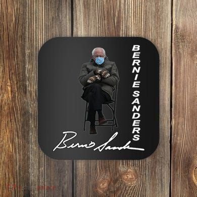 Bernie Sanders Mitten Meme Signature Coaster
