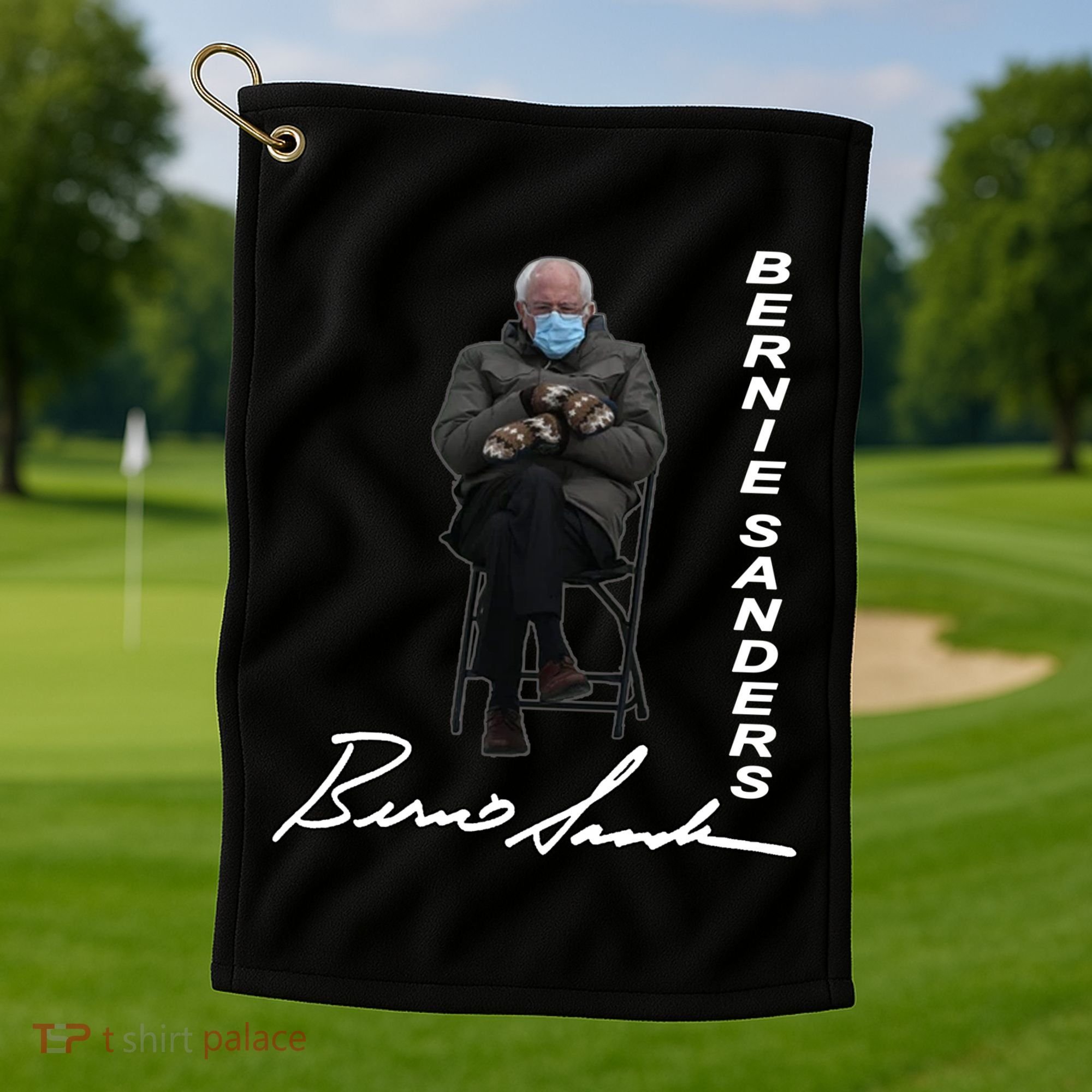 Bernie Sanders Mitten Meme Signature Golf Towel