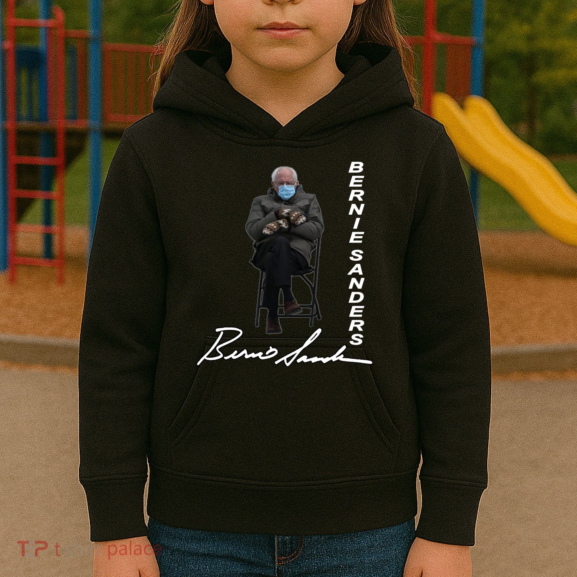 Bernie Sanders Mitten Meme Signature Kids Hoodie