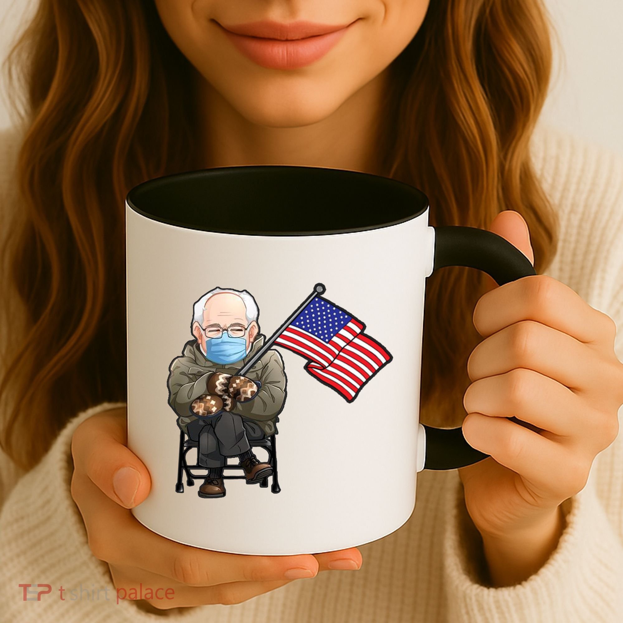 Bernie Sanders Mitten Meme USA Flag Coffee Mug
