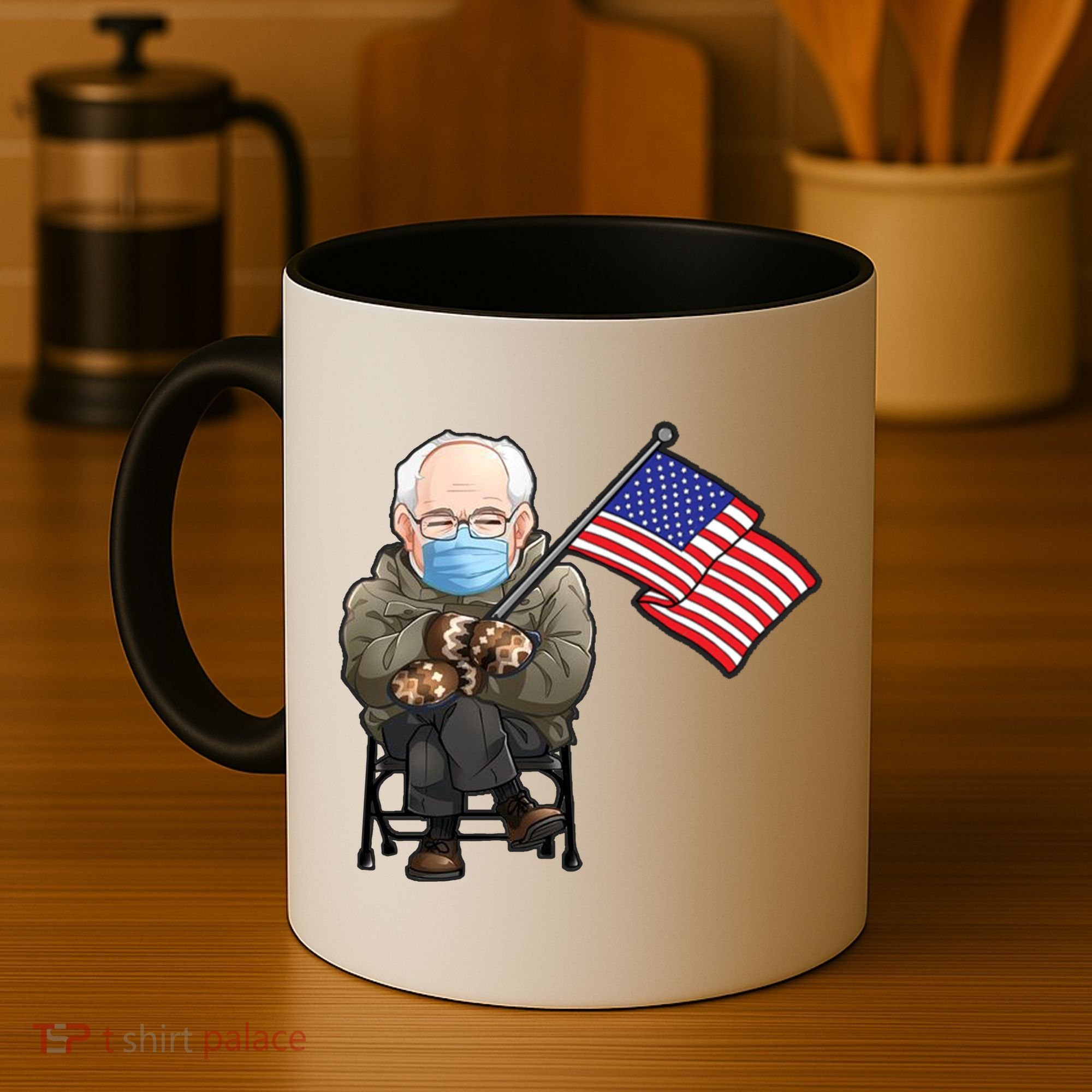 Bernie Sanders Mitten Meme USA Flag Coffee Mug