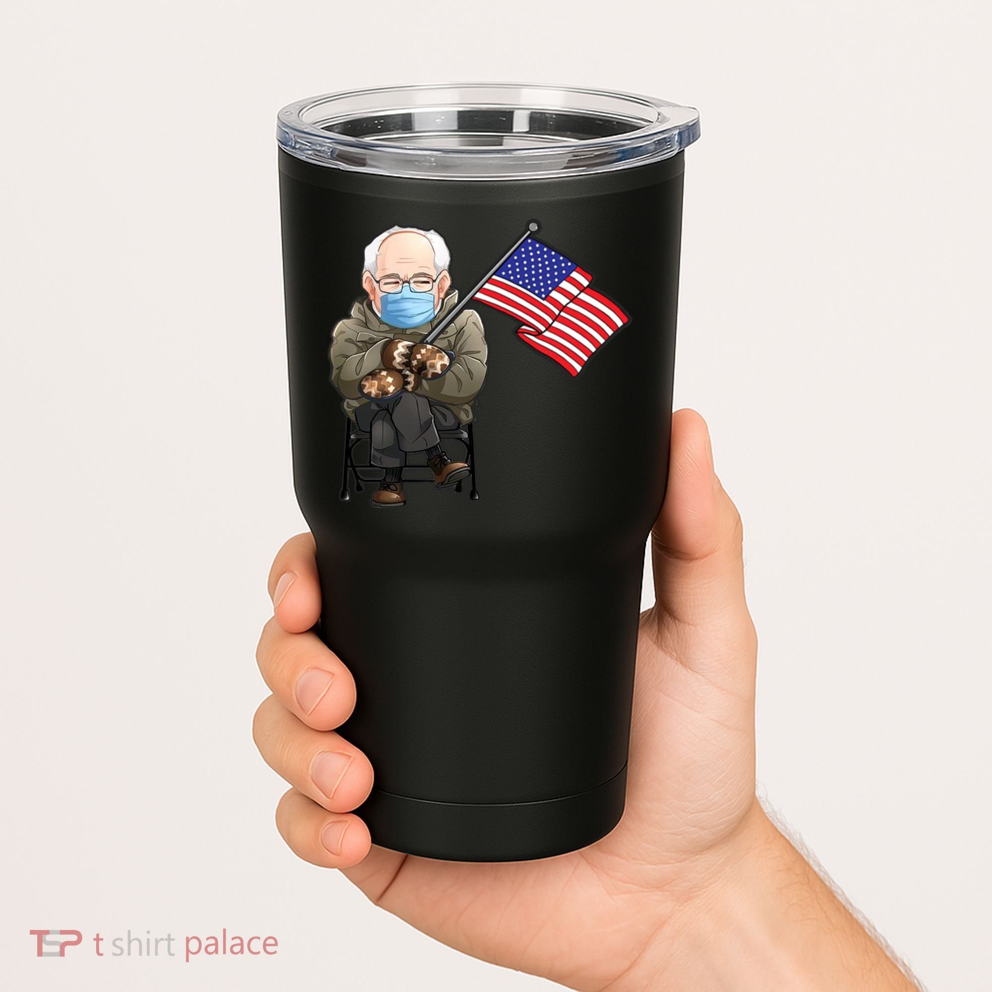 Bernie Sanders Mitten Meme USA Flag Tumbler