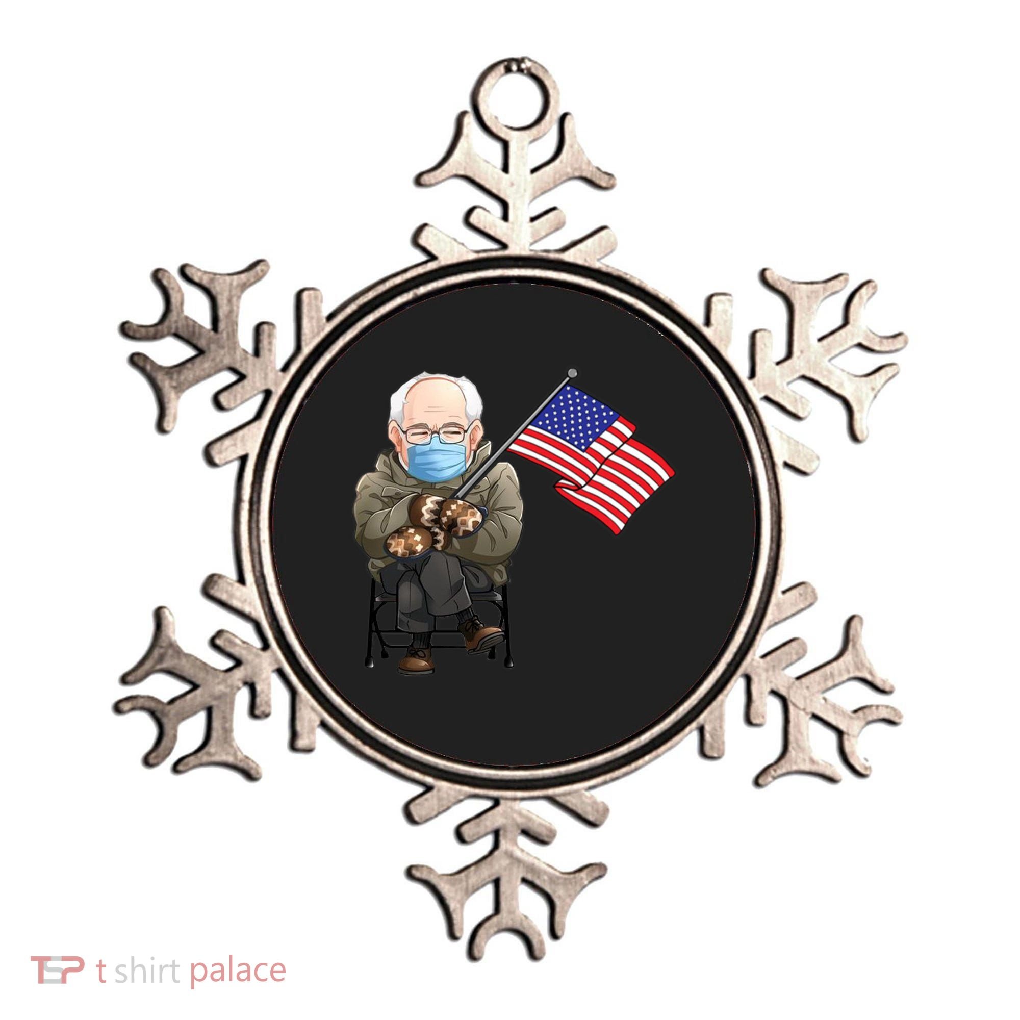 Bernie Sanders Mitten Meme USA Flag Ornament