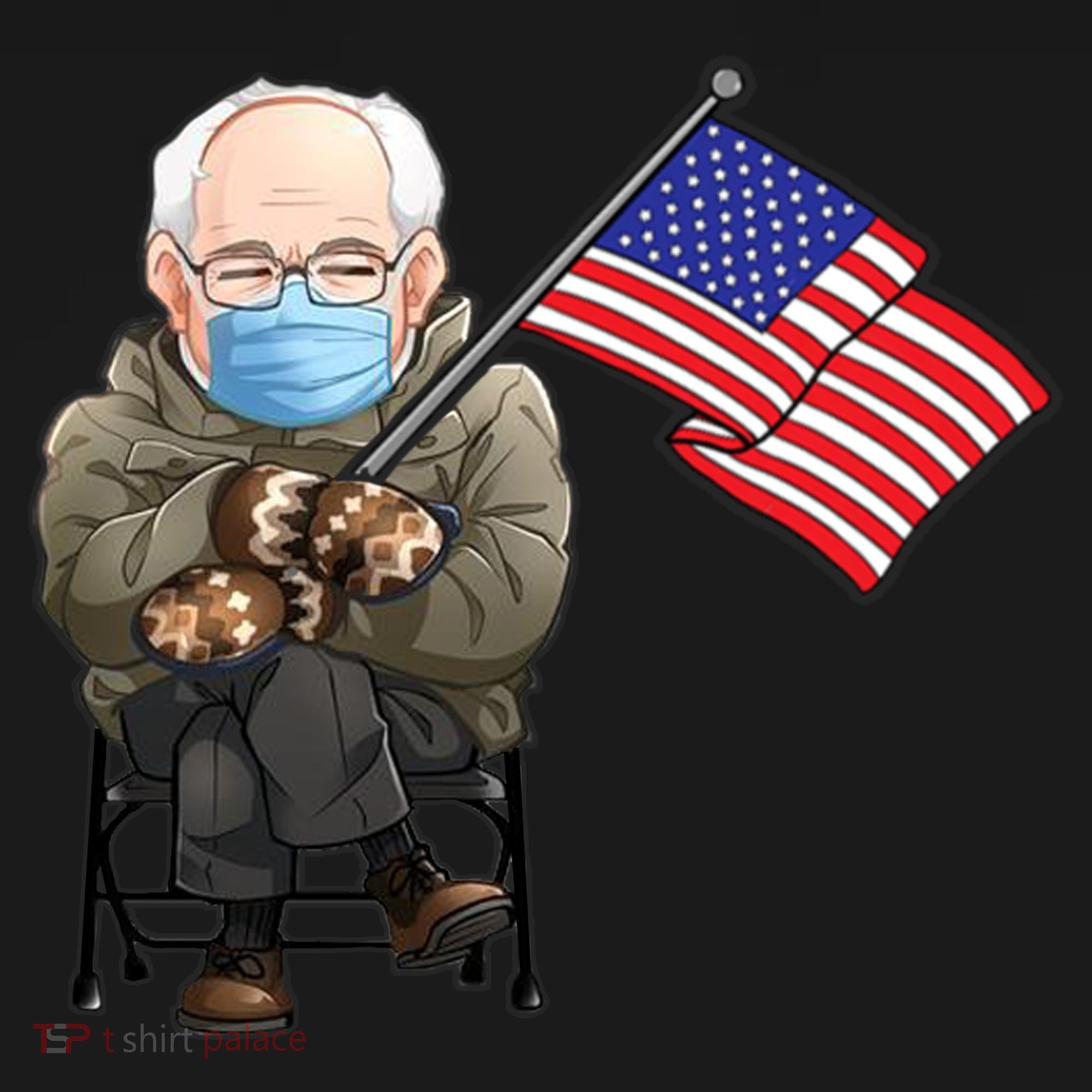 Bernie Sanders Mitten Meme USA Flag Ornament