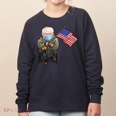 Bernie Sanders Mitten Meme USA Flag Women's Sweatshirt