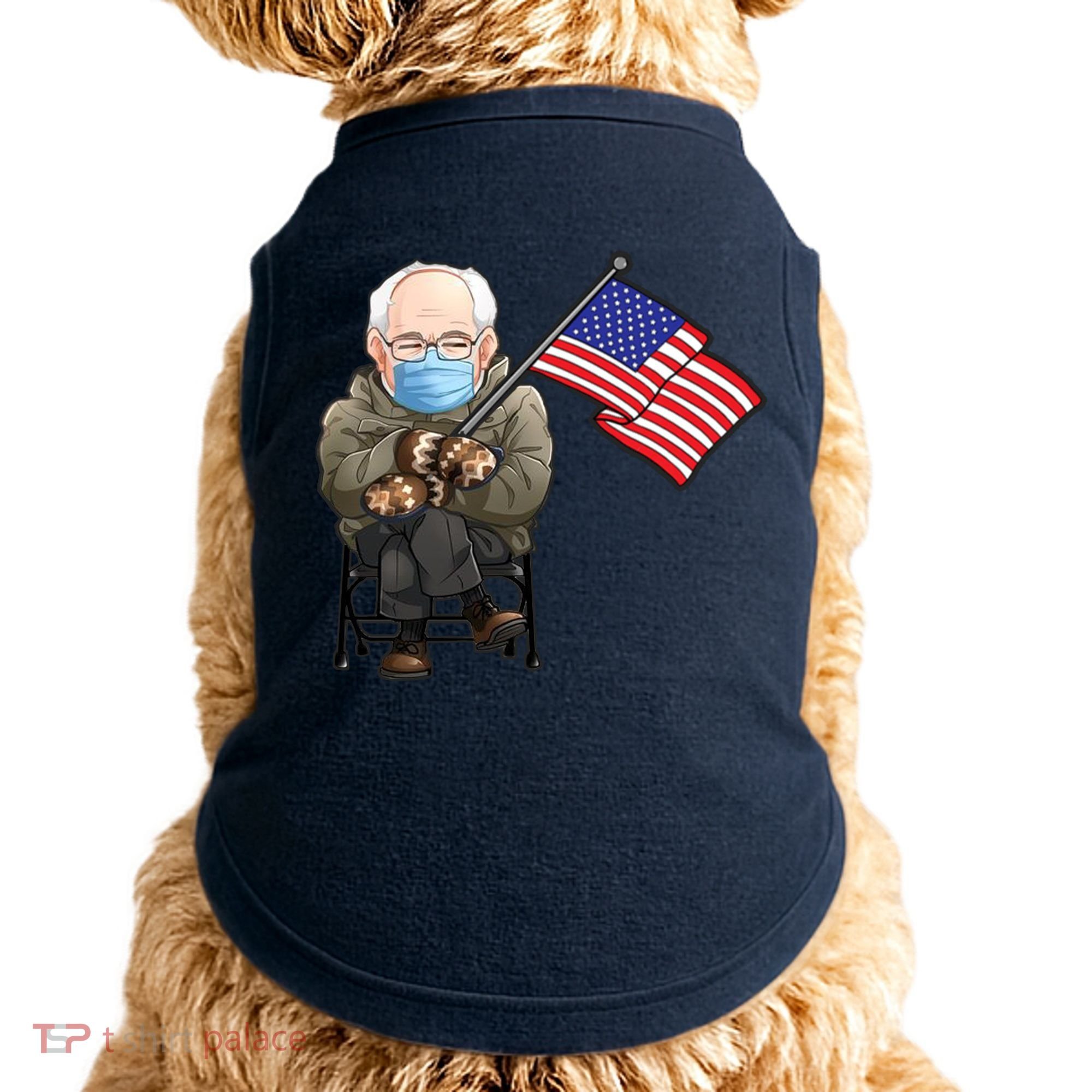 Bernie Sanders Mitten Meme USA Flag Doggie Tank