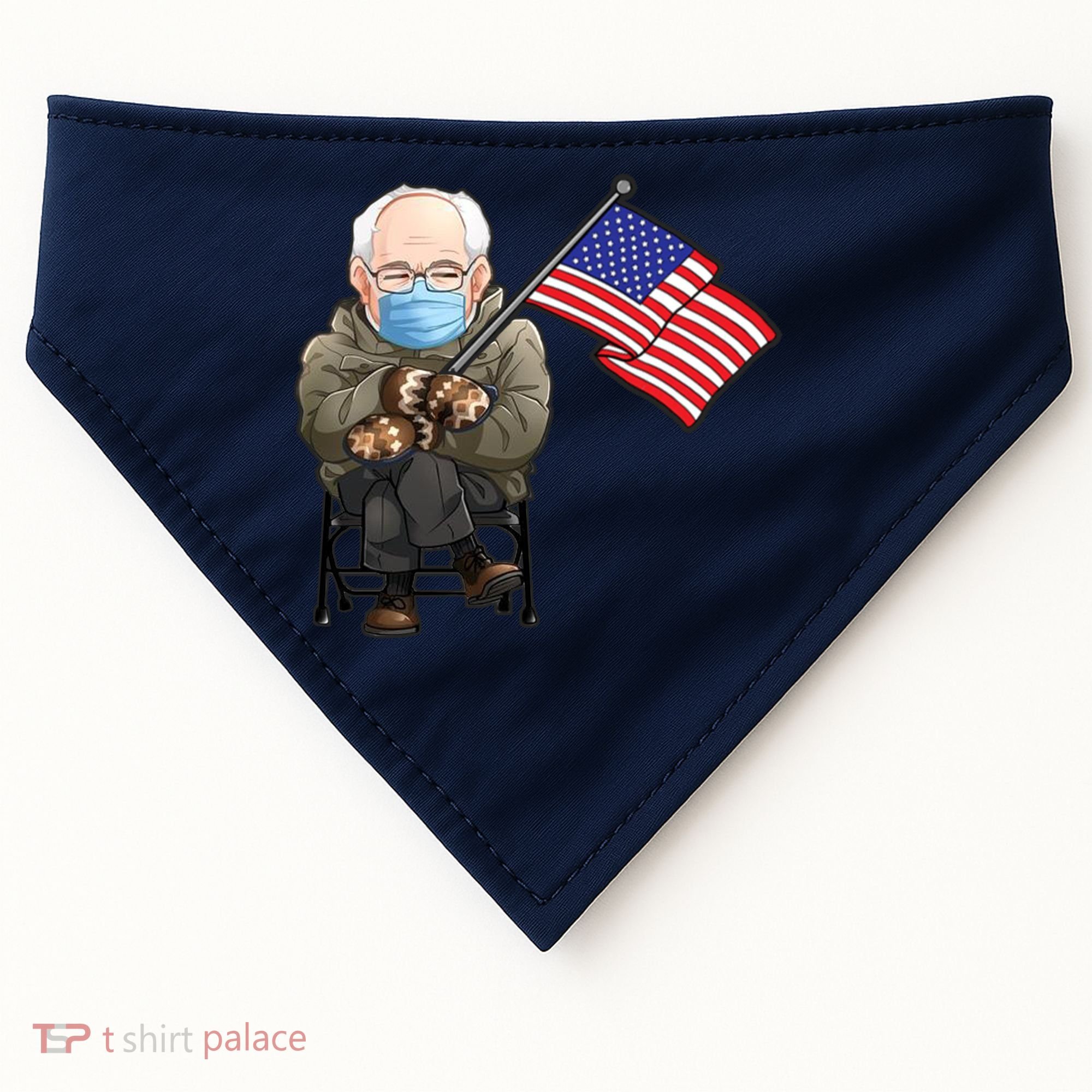 Bernie Sanders Mitten Meme USA Flag USA-Made Doggie Bandana