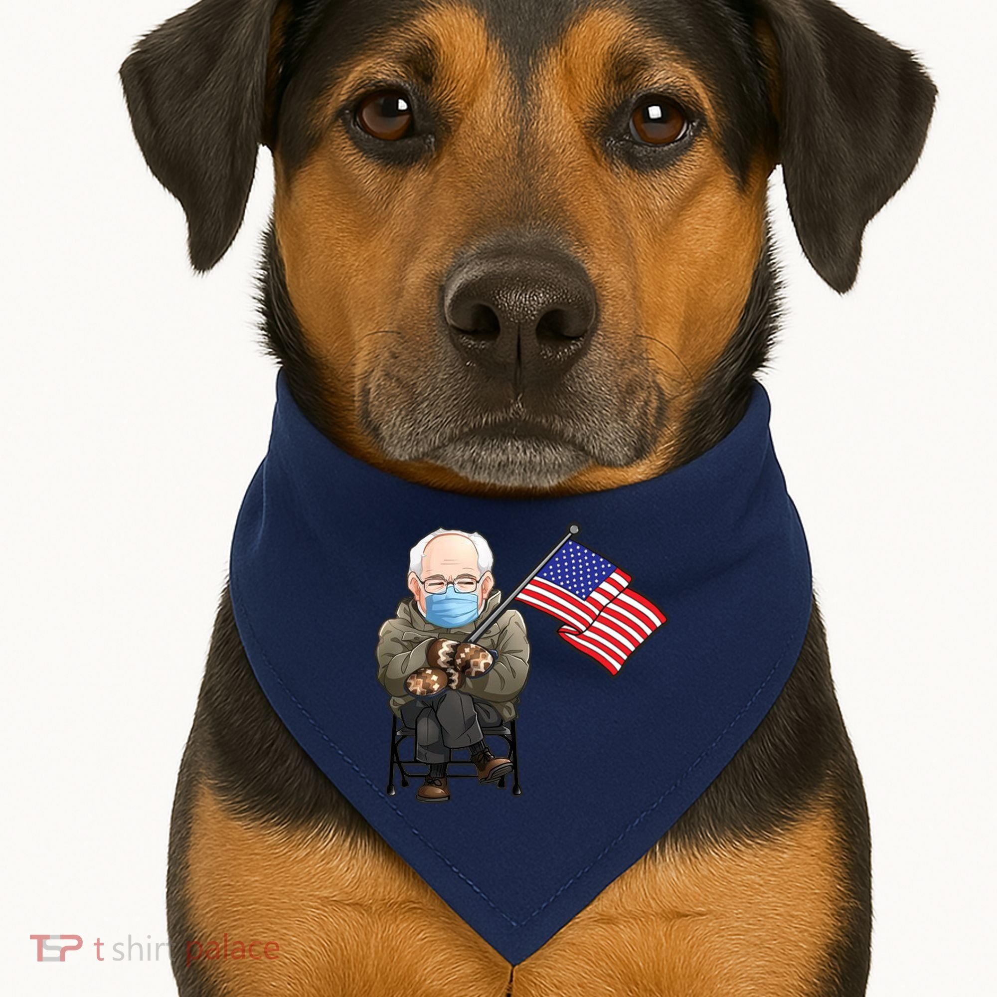 Bernie Sanders Mitten Meme USA Flag USA-Made Doggie Bandana