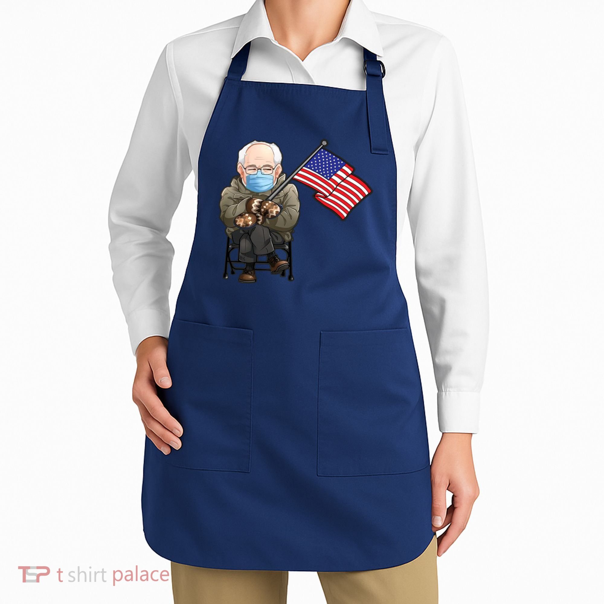 Bernie Sanders Mitten Meme USA Flag Apron