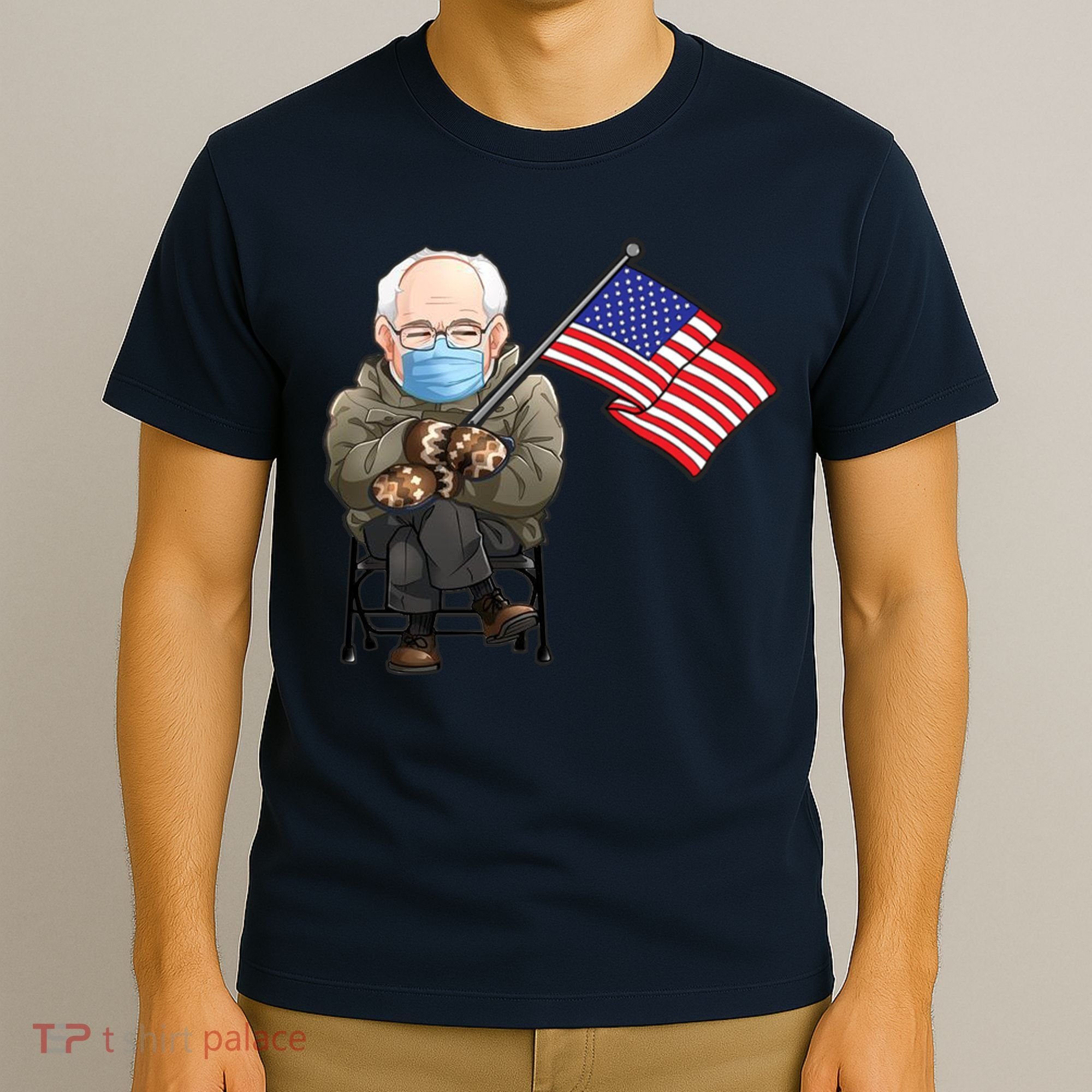 Bernie Sanders Mitten Meme USA Flag T-Shirt