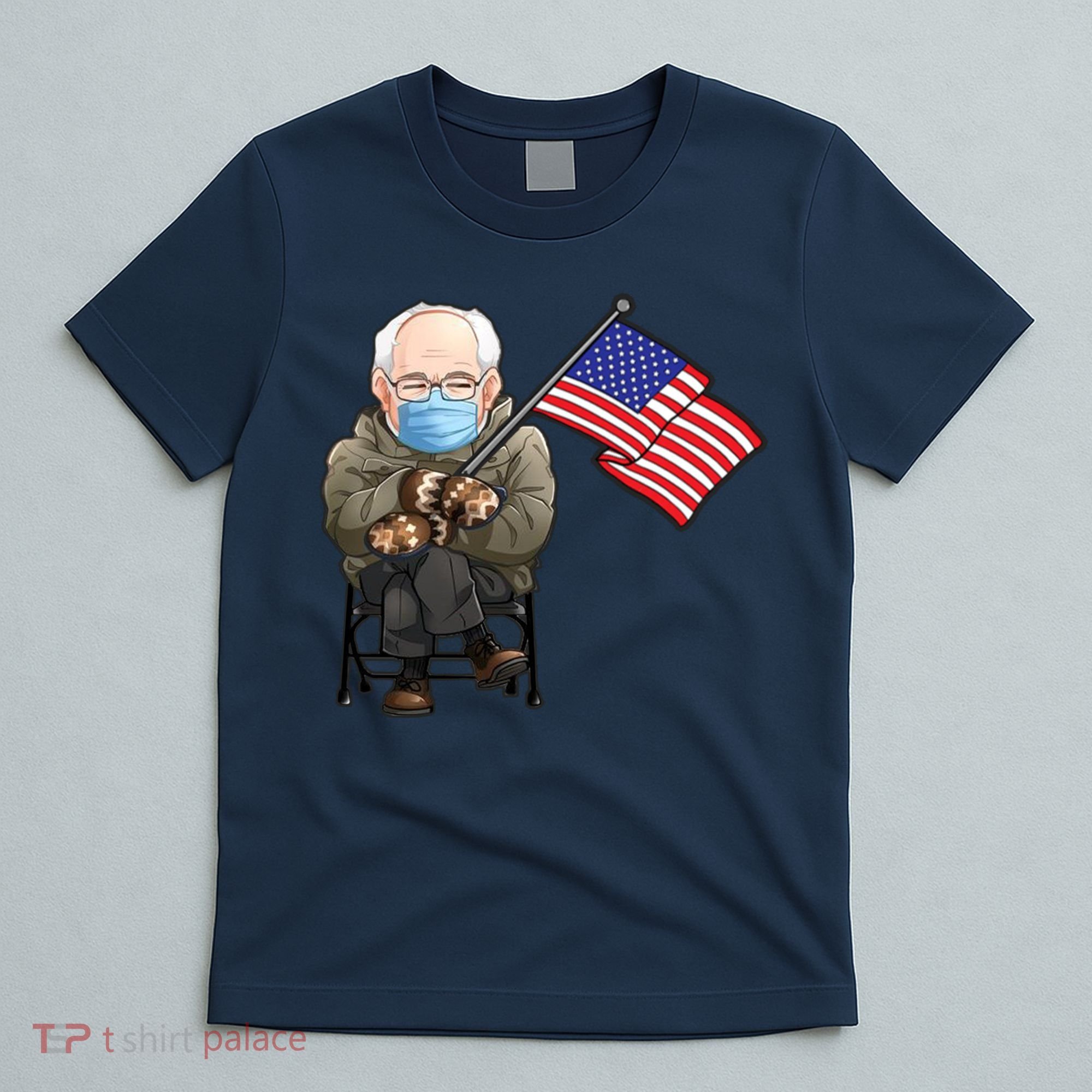 Bernie Sanders Mitten Meme USA Flag T-Shirt
