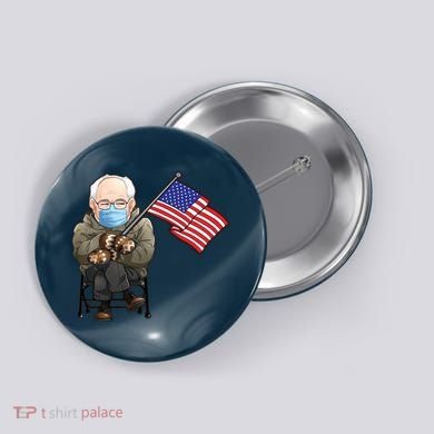 Bernie Sanders Mitten Meme USA Flag Button