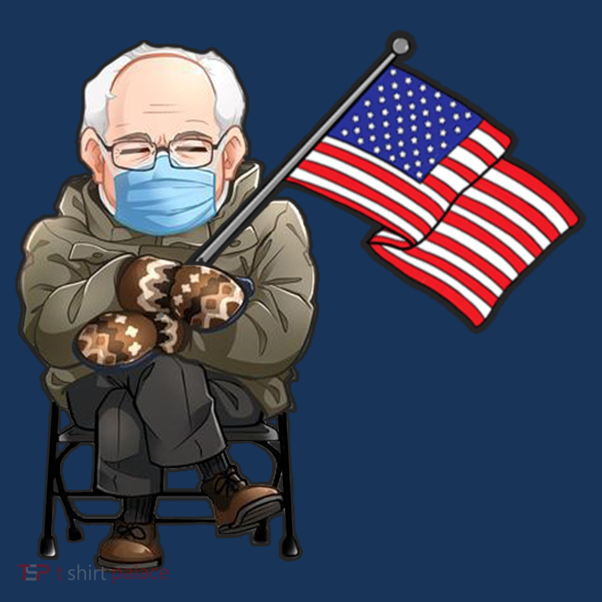 Bernie Sanders Mitten Meme USA Flag Bucket Hat