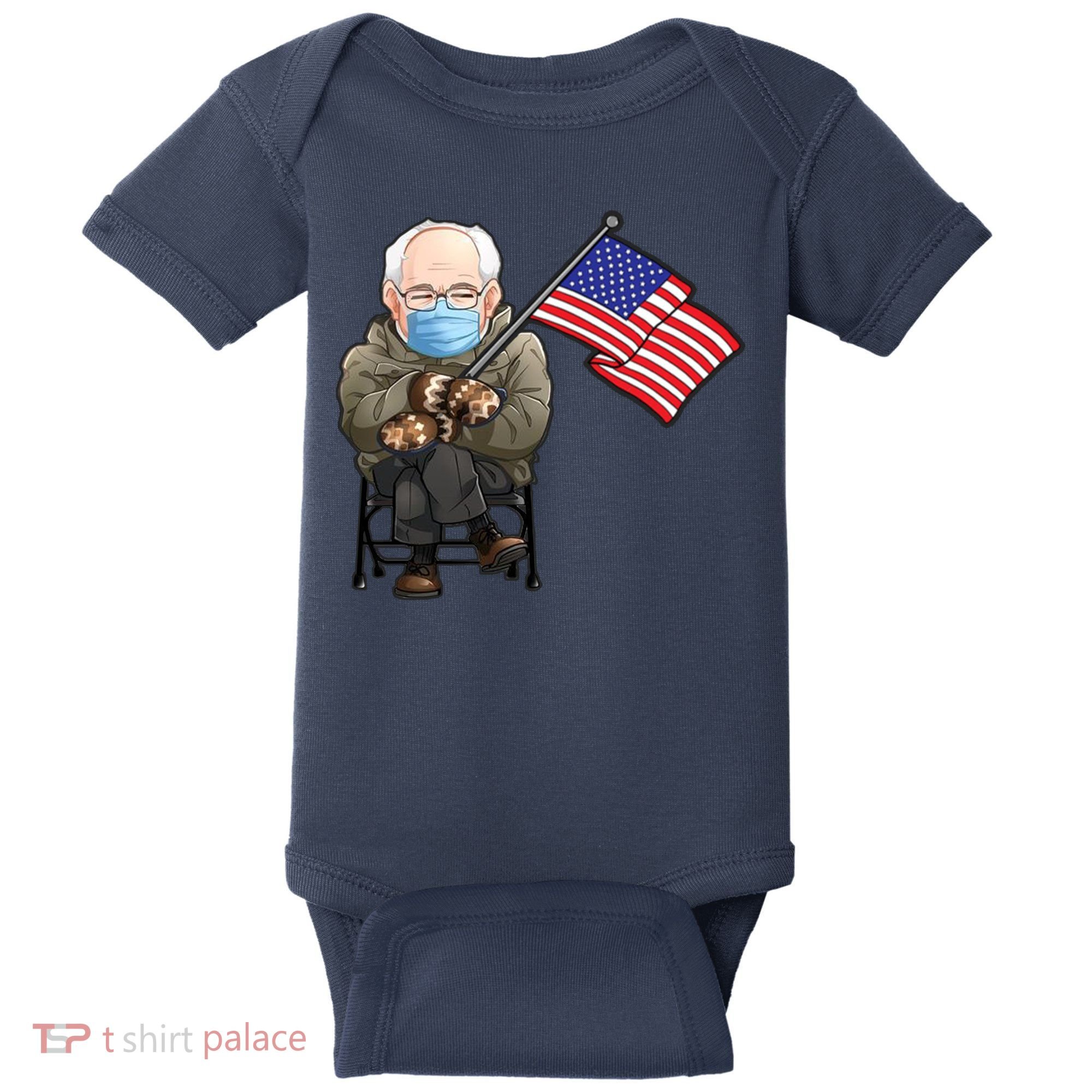 Bernie Sanders Mitten Meme USA Flag Baby Bodysuit