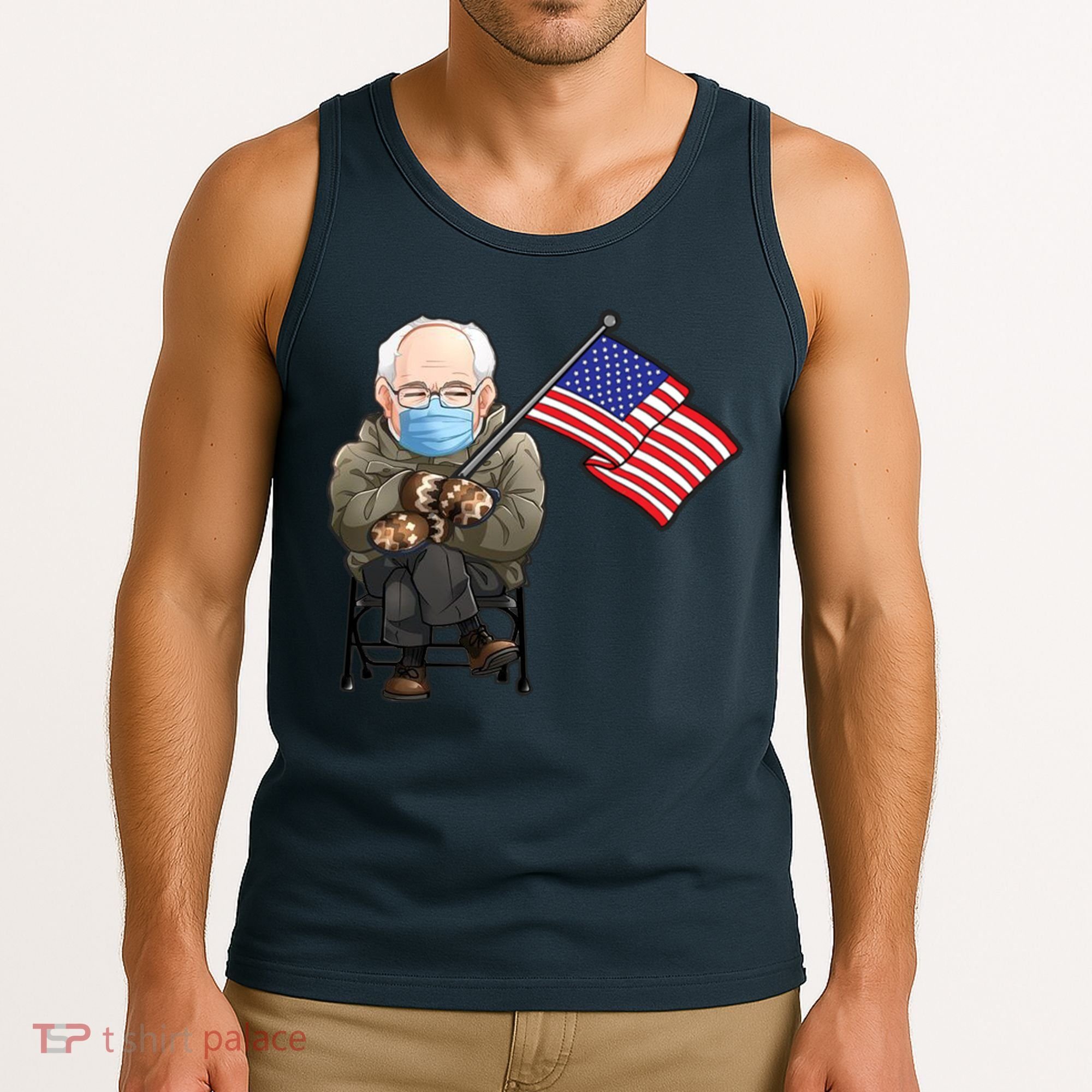 Bernie Sanders Mitten Meme USA Flag Tank Top