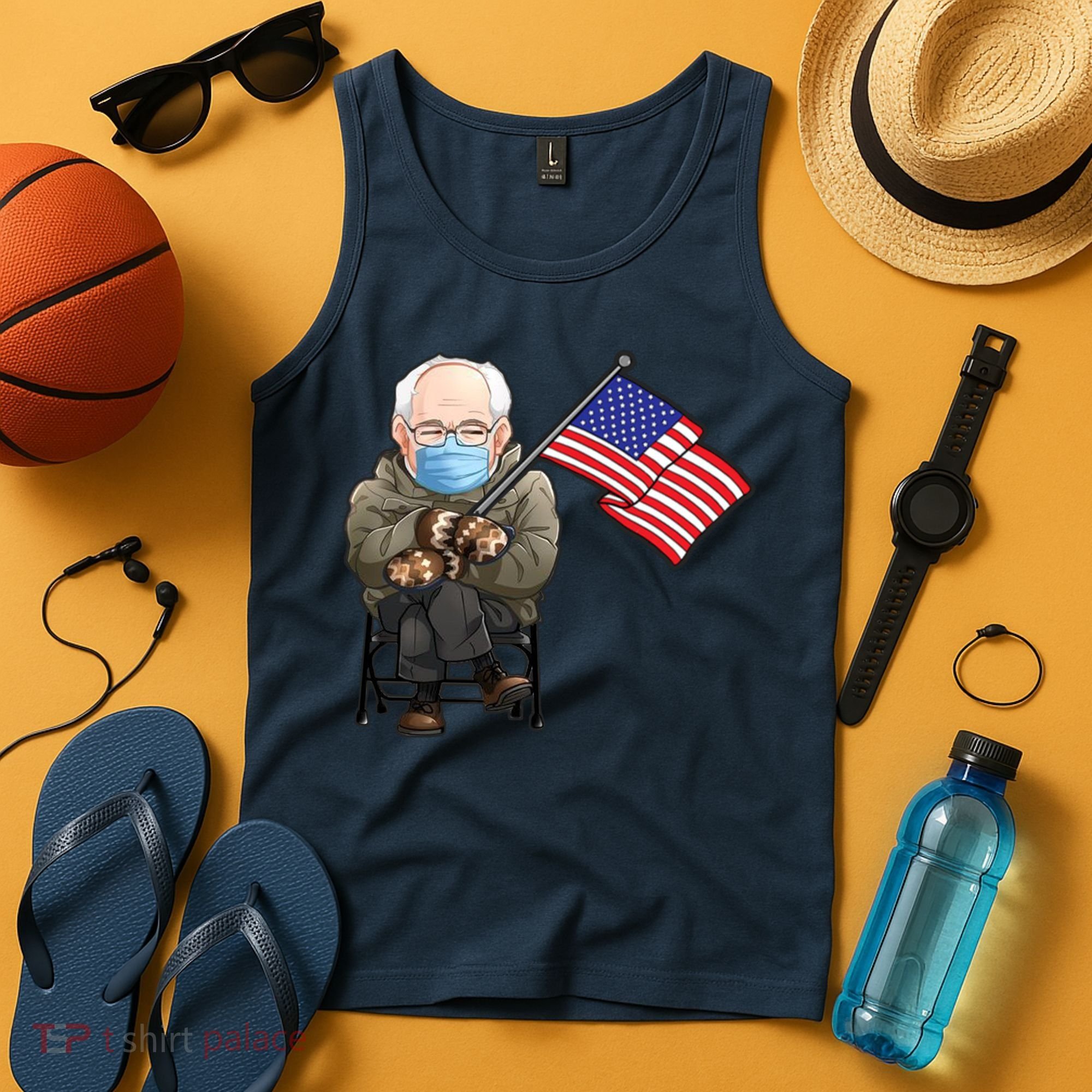Bernie Sanders Mitten Meme USA Flag Tank Top