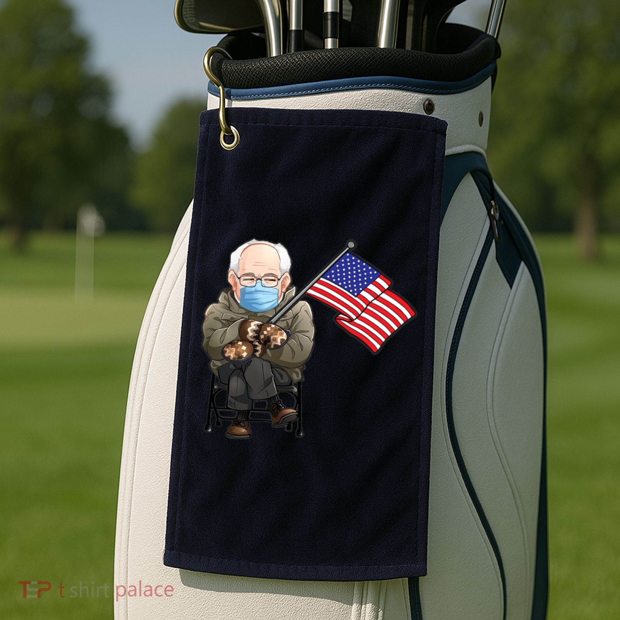 Bernie Sanders Mitten Meme USA Flag Golf Towel