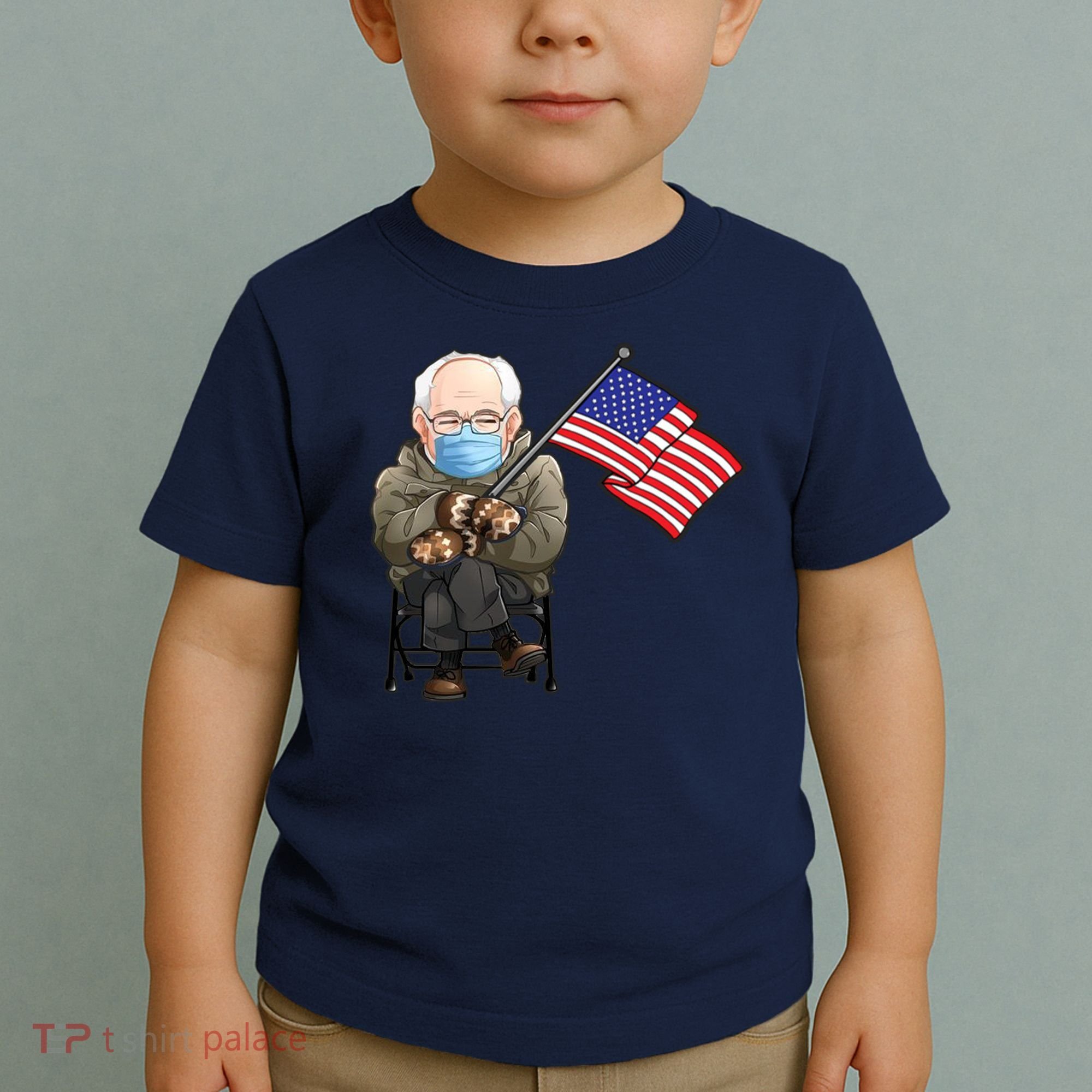 Bernie Sanders Mitten Meme USA Flag Toddler T-Shirt