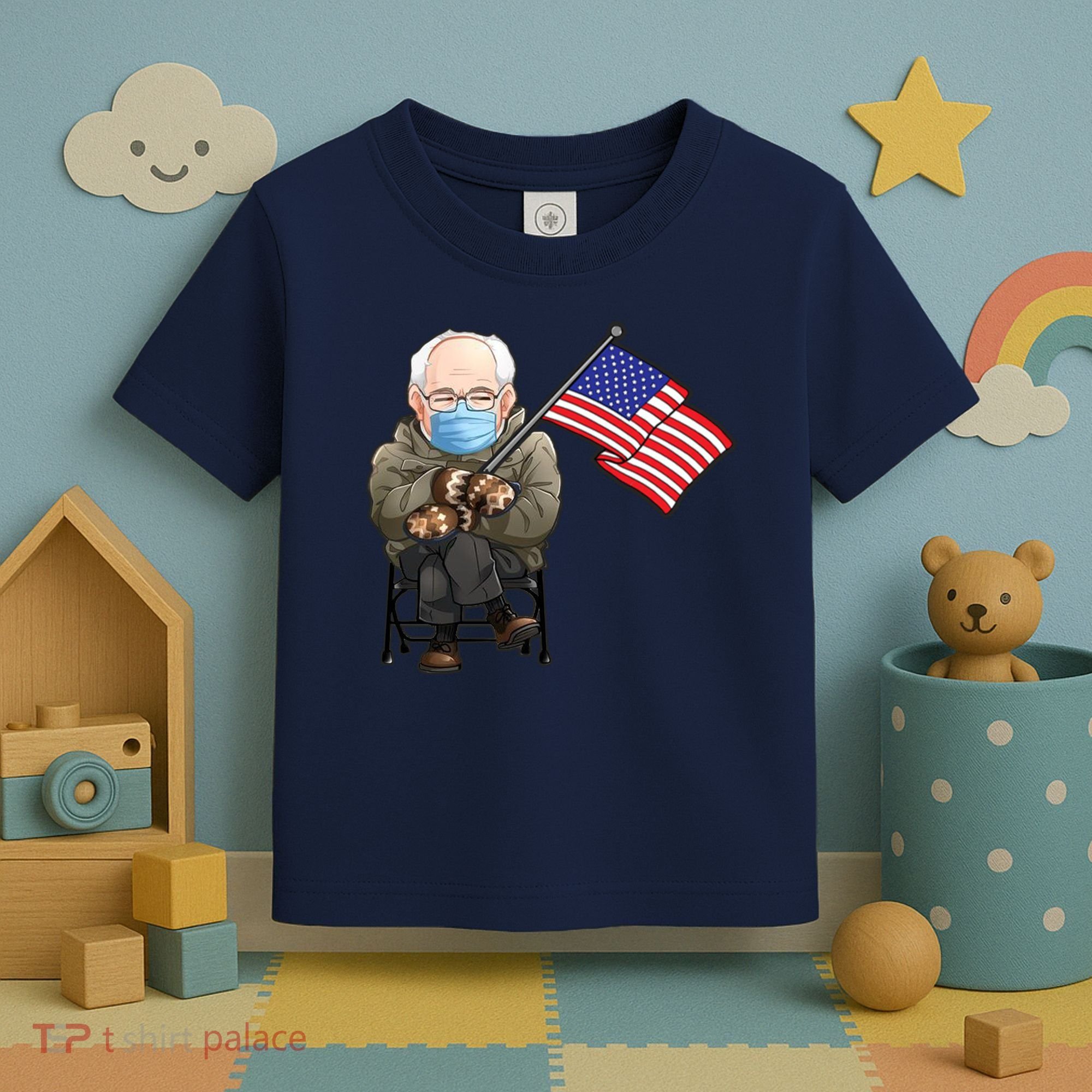 Bernie Sanders Mitten Meme USA Flag Toddler T-Shirt