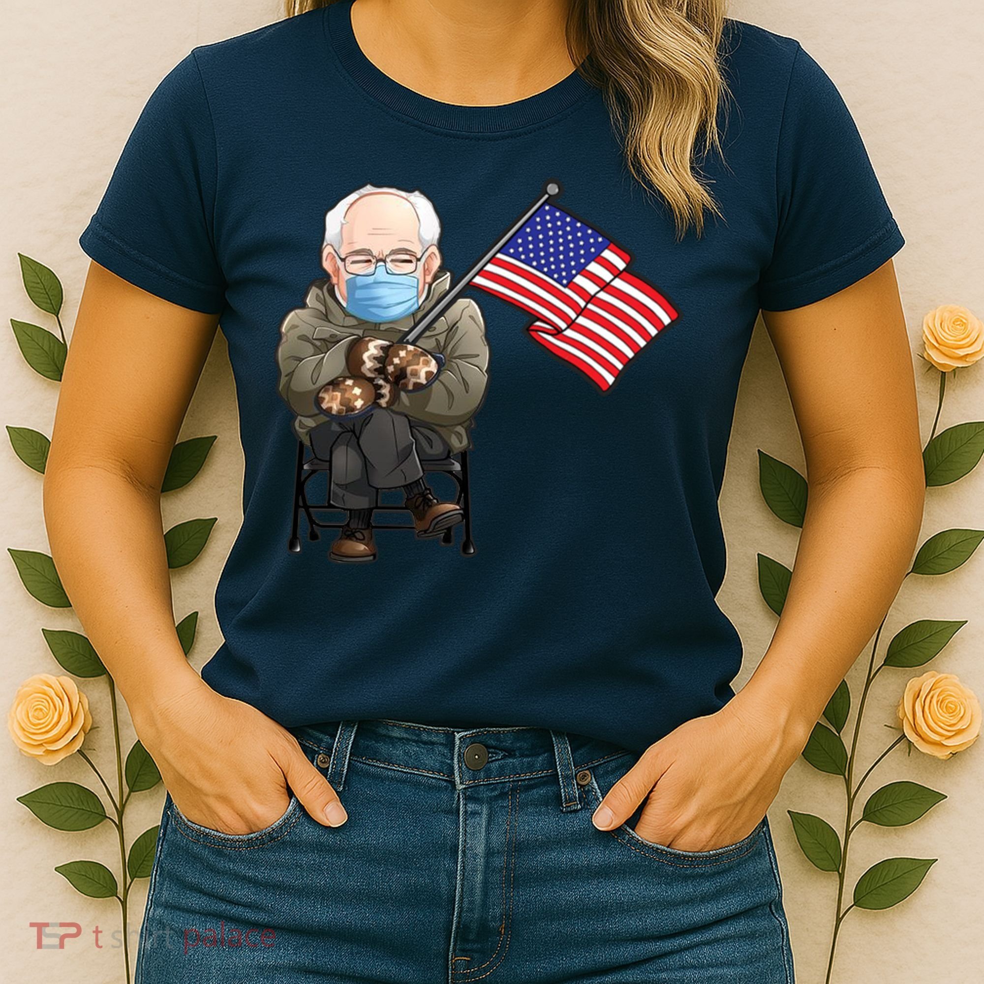 Bernie Sanders Mitten Meme USA Flag Women's T-Shirt