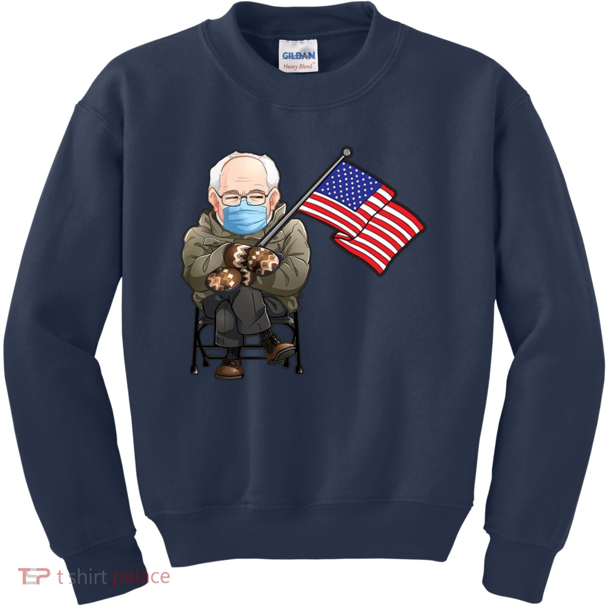 Bernie Sanders Mitten Meme USA Flag Kids Sweatshirt