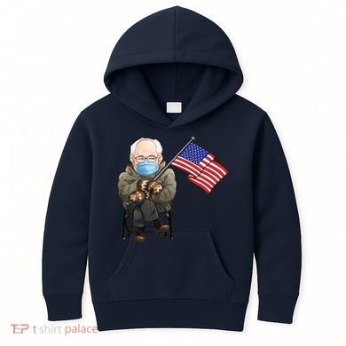 Bernie Sanders Mitten Meme USA Flag Kids Hoodie