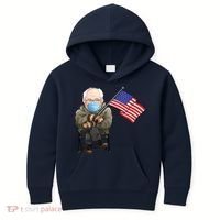 Bernie Sanders Mitten Meme USA Flag Kids Hoodie thumb 0