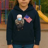 Bernie Sanders Mitten Meme USA Flag Kids Hoodie thumb 3