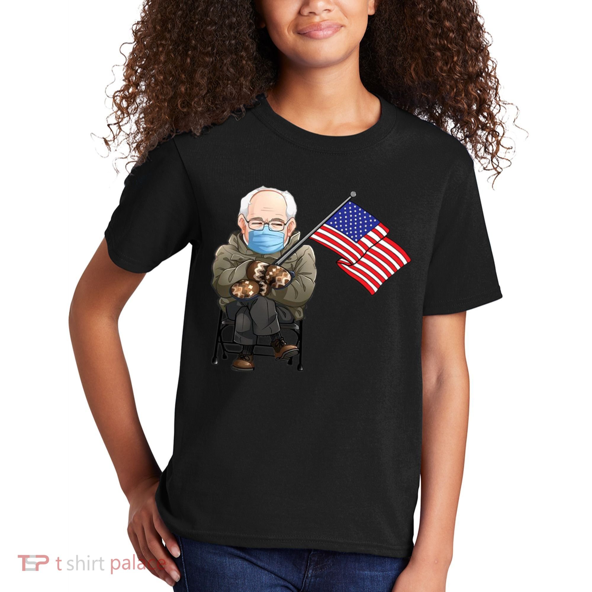 Bernie Sanders Mitten Meme USA Flag Kids T-Shirt