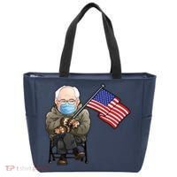 Bernie Sanders Mitten Meme USA Flag Tote Bag thumb 0